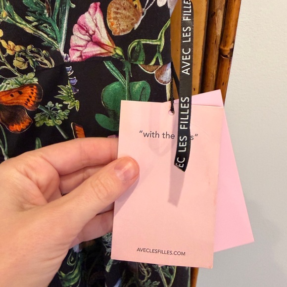 🏷️ New Avec Les Filles black botanical butterfly dress midi 8 - Picture 4 of 8